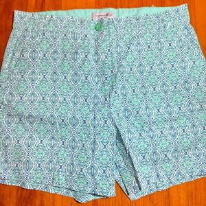Caribbean Joe Women's Printed Shorts Size 10 Blue Green